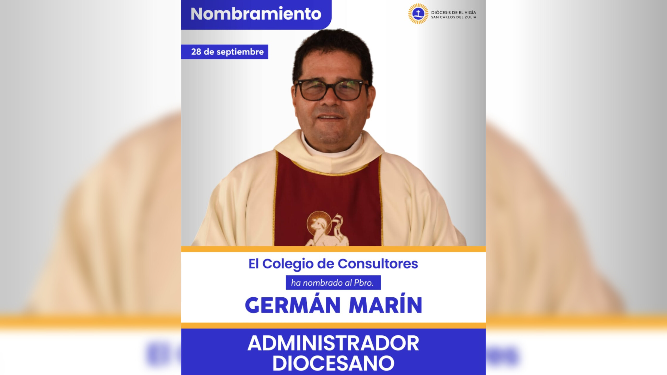 Pbro. Germán Marín es elegido Administrador Diocesano de El Vigía – San Carlos del Zulia